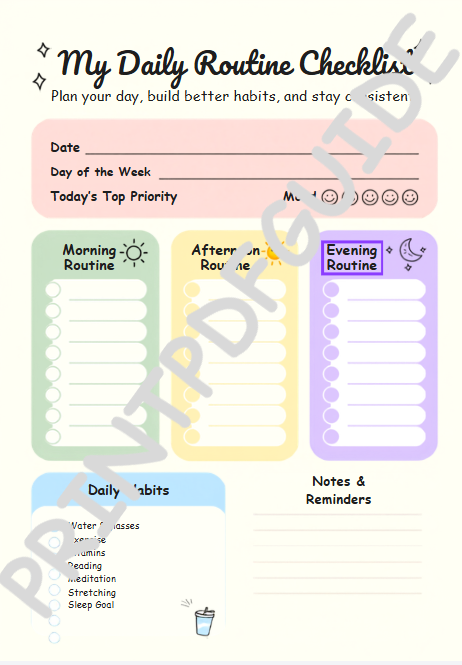 Premium Daily Routine Checklist